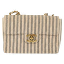 CHANEL Matelasse 30 Chain Shoulder Bag Canvas Gray Gold CC Auth 182738SAV-13