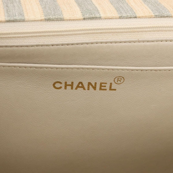 CHANEL Matelasse 30 Chain Shoulder Bag Canvas Gray Gold CC Auth 182738SAV