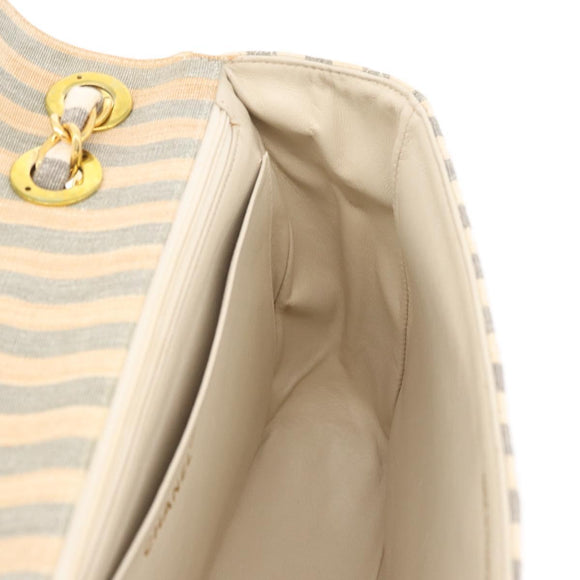 CHANEL Matelasse 30 Chain Shoulder Bag Canvas Gray Gold CC Auth 182738SAV