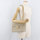 CHANEL Matelasse 30 Chain Shoulder Bag Canvas Gray Gold CC Auth 182738SAV-30