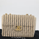CHANEL Matelasse 30 Chain Shoulder Bag Canvas Gray Gold CC Auth 182738SAV-12