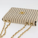 CHANEL Matelasse 30 Chain Shoulder Bag Canvas Gray Gold CC Auth 182738SAV-7