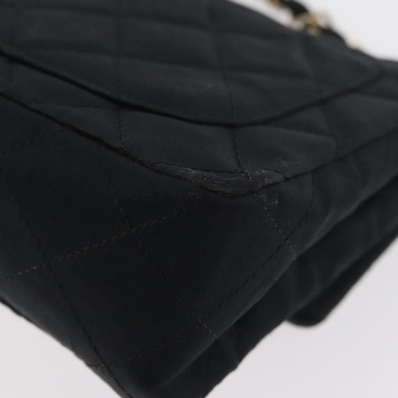 CHANEL Mini Matelasse 17 Chain Shoulder Bag Satin Black Gold CC Auth 182739SAV