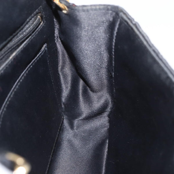 CHANEL Mini Matelasse 17 Chain Shoulder Bag Satin Black Gold CC Auth 182739SAV