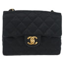 CHANEL Mini Matelasse 17 Chain Shoulder Bag Satin Black Gold CC Auth 182739SAV-13