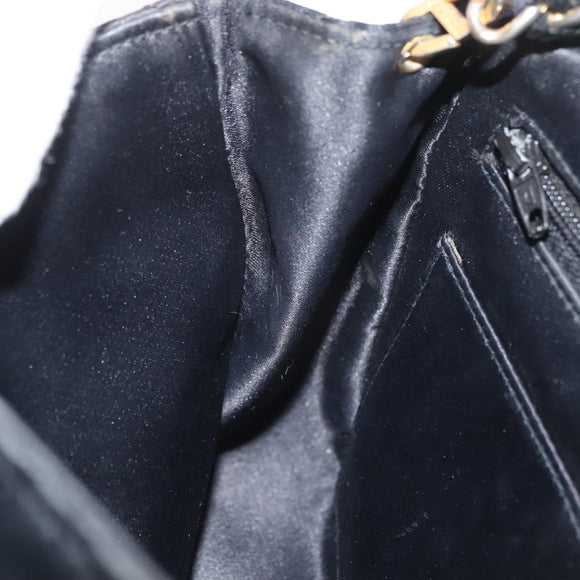 CHANEL Mini Matelasse 17 Chain Shoulder Bag Satin Black Gold CC Auth 182739SAV