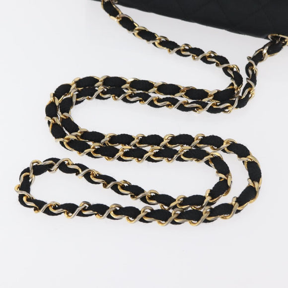 CHANEL Mini Matelasse 17 Chain Shoulder Bag Satin Black Gold CC Auth 182739SAV