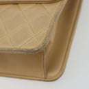 CHANEL Matelasse 25 Chain Shoulder Bag Lamb Skin Beige Gold CC Auth 182740-15