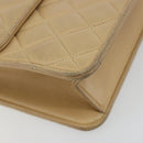 CHANEL Matelasse 25 Chain Shoulder Bag Lamb Skin Beige Gold CC Auth 182740-16