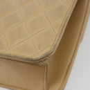 CHANEL Matelasse 25 Chain Shoulder Bag Lamb Skin Beige Gold CC Auth 182740-17