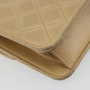 CHANEL Matelasse 25 Chain Shoulder Bag Lamb Skin Beige Gold CC Auth 182740-18