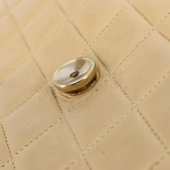 CHANEL Matelasse 25 Chain Shoulder Bag Lamb Skin Beige Gold CC Auth 182740