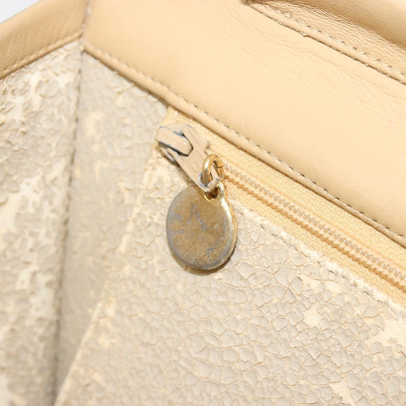 CHANEL Matelasse 25 Chain Shoulder Bag Lamb Skin Beige Gold CC Auth 182740
