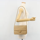 CHANEL Matelasse 25 Chain Shoulder Bag Lamb Skin Beige Gold CC Auth 182740-26
