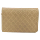 CHANEL Matelasse 25 Chain Shoulder Bag Lamb Skin Beige Gold CC Auth 182740-2