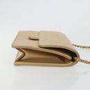 CHANEL Matelasse 25 Chain Shoulder Bag Lamb Skin Beige Gold CC Auth 182740-3