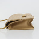CHANEL Matelasse 25 Chain Shoulder Bag Lamb Skin Beige Gold CC Auth 182740-4