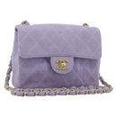 CHANEL Mini Matelasse 17 Chain Bag Cotton Lavende Gold CC Auth 182741SAM-1
