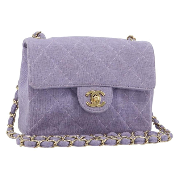 CHANEL Mini Matelasse 17 Chain Bag Cotton Lavende Gold CC Auth 182741SAM