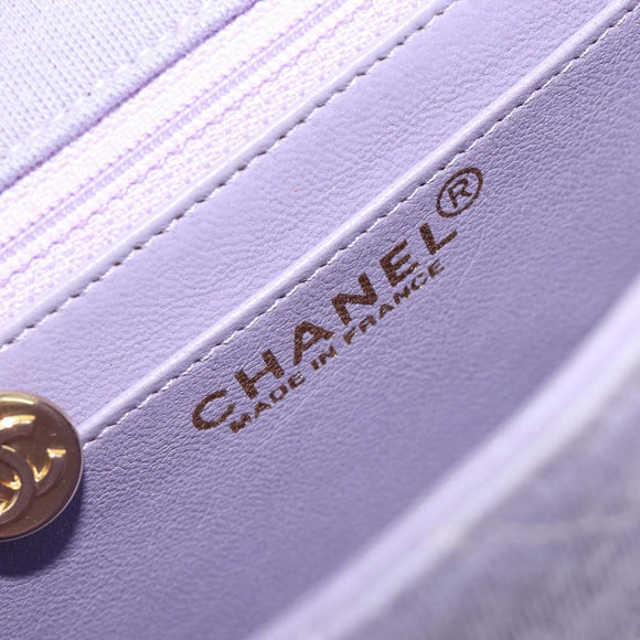 CHANEL Mini Matelasse 17 Chain Bag Cotton Lavende Gold CC Auth 182741SAM