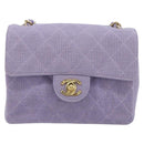 CHANEL Mini Matelasse 17 Chain Bag Cotton Lavende Gold CC Auth 182741SAM-13