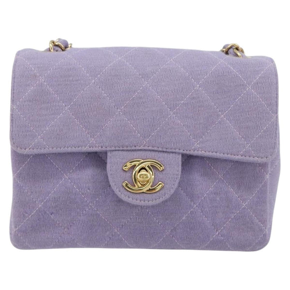 CHANEL Mini Matelasse 17 Chain Bag Cotton Lavende Gold CC Auth 182741SAM