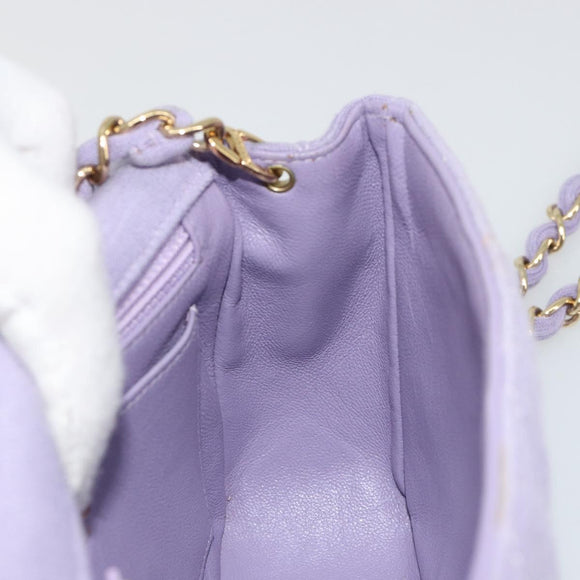 CHANEL Mini Matelasse 17 Chain Bag Cotton Lavende Gold CC Auth 182741SAM