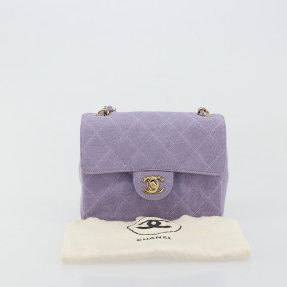CHANEL Mini Matelasse 17 Chain Bag Cotton Lavende Gold CC Auth 182741SAM