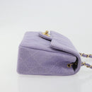 CHANEL Mini Matelasse 17 Chain Bag Cotton Lavende Gold CC Auth 182741SAM-3