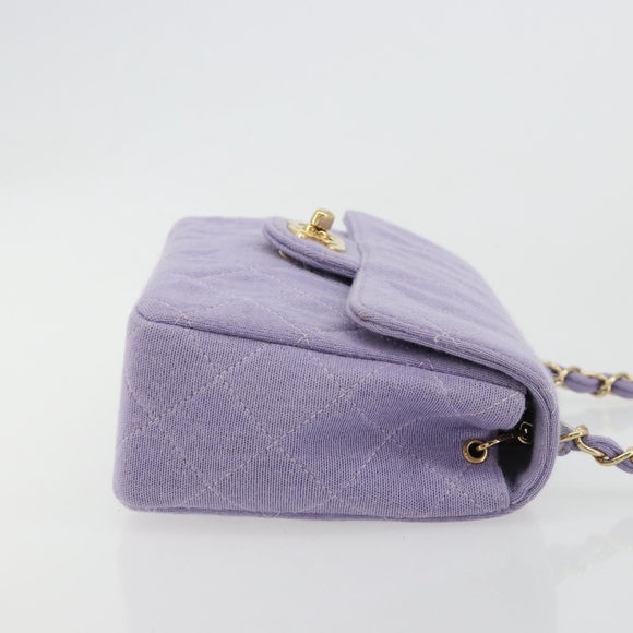 CHANEL Mini Matelasse 17 Chain Bag Cotton Lavende Gold CC Auth 182741SAM