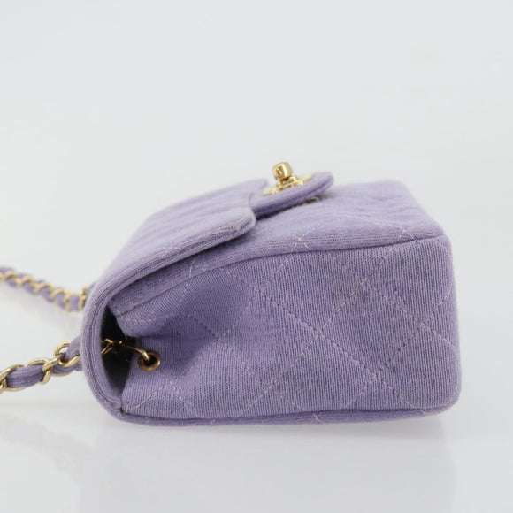 CHANEL Mini Matelasse 17 Chain Bag Cotton Lavende Gold CC Auth 182741SAM