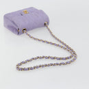 CHANEL Mini Matelasse 17 Chain Bag Cotton Lavende Gold CC Auth 182741SAM-7
