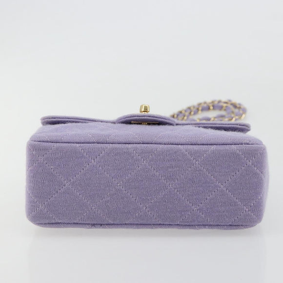 CHANEL Mini Matelasse 17 Chain Bag Cotton Lavende Gold CC Auth 182741SAM