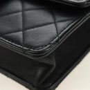 CHANEL Matelasse Chain Shoulder Bag Lamb Skin Black Gold CC Auth 182742SAM-12