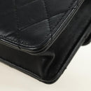 CHANEL Matelasse Chain Shoulder Bag Lamb Skin Black Gold CC Auth 182742SAM-14
