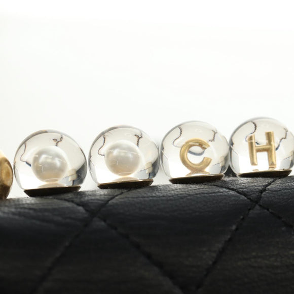 CHANEL Matelasse Chain Shoulder Bag Lamb Skin Black Gold CC Auth 182742SAM