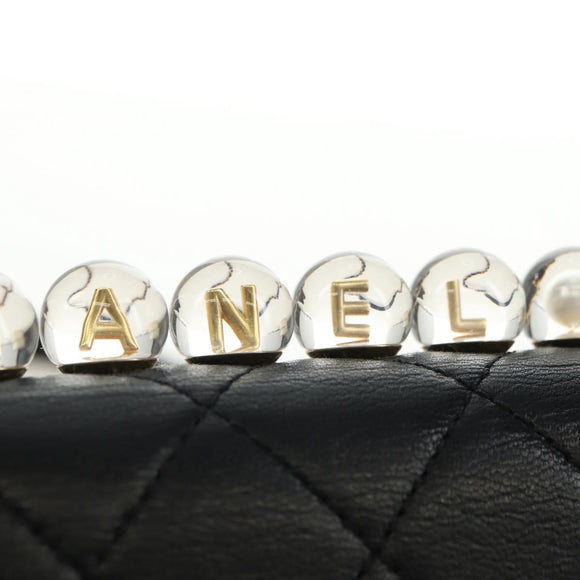 CHANEL Matelasse Chain Shoulder Bag Lamb Skin Black Gold CC Auth 182742SAM