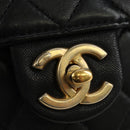 CHANEL Matelasse Chain Shoulder Bag Lamb Skin Black Gold CC Auth 182742SAM-18