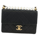 CHANEL Matelasse Chain Shoulder Bag Lamb Skin Black Gold CC Auth 182742SAM-2