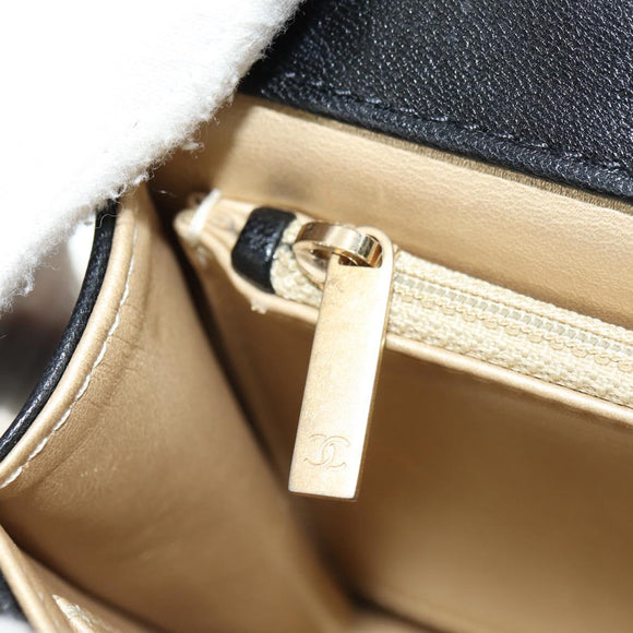 CHANEL Matelasse Chain Shoulder Bag Lamb Skin Black Gold CC Auth 182742SAM
