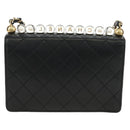 CHANEL Matelasse Chain Shoulder Bag Lamb Skin Black Gold CC Auth 182742SAM-3