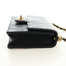 CHANEL Matelasse Chain Shoulder Bag Lamb Skin Black Gold CC Auth 182742SAM-5