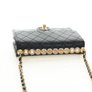 CHANEL Matelasse Chain Shoulder Bag Lamb Skin Black Gold CC Auth 182742SAM-6