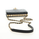 CHANEL Matelasse Chain Shoulder Bag Lamb Skin Black Gold CC Auth 182742SAM-7