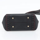 Salvatore Ferragamo Gancini Hand Bag Leather 2way Black Gold Auth 182777V-11