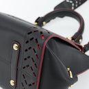 Salvatore Ferragamo Gancini Hand Bag Leather 2way Black Gold Auth 182777V-12