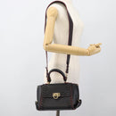 Salvatore Ferragamo Gancini Hand Bag Leather 2way Black Gold Auth 182777V-25