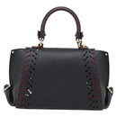Salvatore Ferragamo Gancini Hand Bag Leather 2way Black Gold Auth 182777V-3