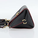 Salvatore Ferragamo Gancini Hand Bag Leather 2way Black Gold Auth 182777V-4