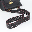 Salvatore Ferragamo Gancini Hand Bag Leather 2way Black Gold Auth 182777V-9